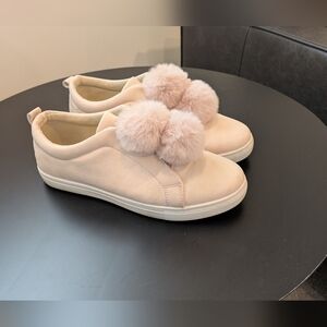 Women's Light Pink Sneakers with Pom Poms